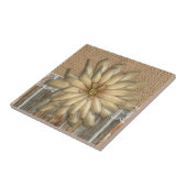 Burlap Barnwood Kant En Tan Bloem Tegeltje (Zijkant)