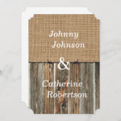 Burlap Barnwood Prikkeldraad uitnodiging (Voorkant / Achterkant)