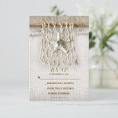 BURLAP BEACH BRUILOFT RSVP KAARTEN KAARTJE (Staand voorkant)