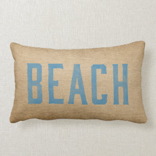 Burlap  Beach Live Love Surf Blue Kussen