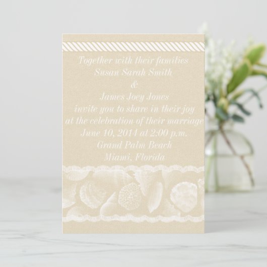 Burlap Beach Wedding Invitation Kaart (Staand voorkant)