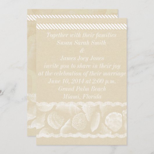 Burlap Beach Wedding Invitation Kaart (Voorkant / Achterkant)