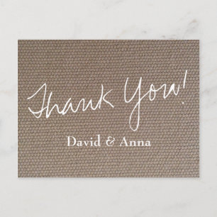 Burlap bedankt briefkaart voor country chic bruilo
