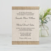 Burlap Black Border Wedding Invitations Kaart (Staand voorkant)