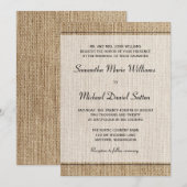 Burlap Black Border Wedding Invitations Kaart (Voorkant / Achterkant)