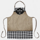 Burlap Black Buffalo Check gepersonaliseerd Schort (Voorkant)