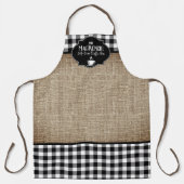 Burlap Black Buffalo Check gepersonaliseerd Schort (Voorkant)