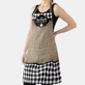 Burlap Black Buffalo Check gepersonaliseerd Schort (Insitu)