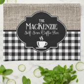 Burlap Black Buffalo Check gepersonaliseerd Theedoek (Gevouwen)