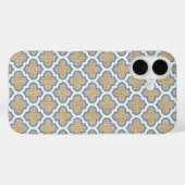 Burlap & Blue Girly Quatrefoil Pattern Trendy Scha Case-Mate iPhone Case (Achterkant (horizontaal))