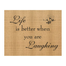 Burlap Board Sign - Life and Laughing