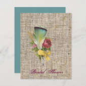 burlap boho vether wildflower boheiemische bruilof kaart (Voorkant / Achterkant)
