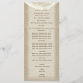 Burlap Bow and Lace Wedding Program Programmakaart (Achterkant)