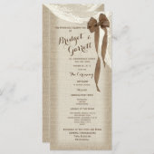 Burlap Bow and Lace Wedding Program Programmakaart (Voorkant / Achterkant)