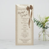 Burlap Bow and Lace Wedding Program Programmakaart (Staand voorkant)