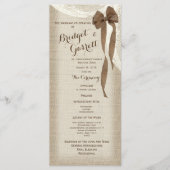 Burlap Bow and Lace Wedding Program Programmakaart (Voorkant)