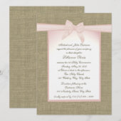 Burlap Bow Roze Communie Kaart (Voorkant / Achterkant)