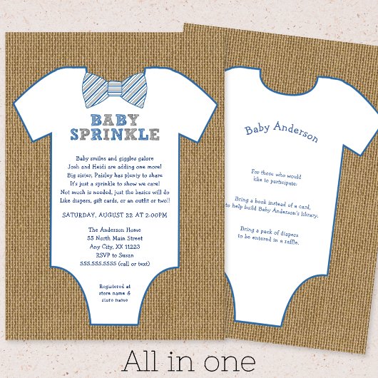 Burlap Bow Stropdas Undershirt boy Baby Sprinkle Kaart