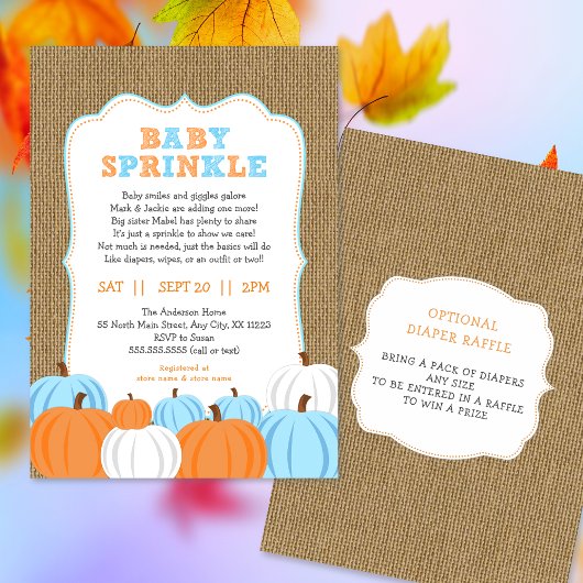 Burlap Boy Pumpkin baby strooi uitnodiging