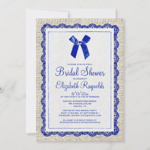 Burlap Bridal Shower-uitnodigingen van Navy Blue C Kaart