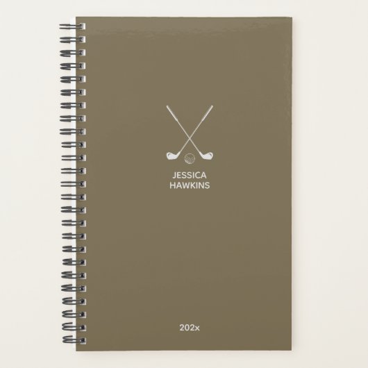 Burlap Brown Golf Club Personal Weekly Planner (Voorkant)