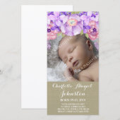 Burlap Brown Purple Flowers Dank je wel de douche Bedankkaart (Voorkant / Achterkant)