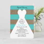 Burlap bruids douche uitnodigingen - Turquoise (Staand voorkant)