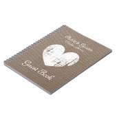 Burlap bruiloft gastenboek met ritueel hartontwerp notitieboek (Linkerzijde)