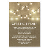 Burlap bruiloft receptie accommodatie Kaarten (Voorkant)