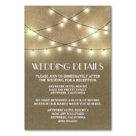 Burlap bruiloft receptie accommodatie Kaarten