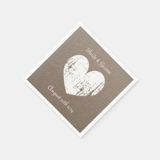 Burlap bruiloft servetten met rustieke hart (Hoek)