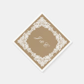 Burlap bruin en witte kant cocktail servet (Hoek)