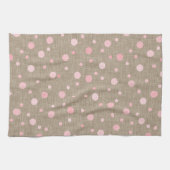 BURLAP BRUIN MET TINTEN VAN ROZE POLKA STIPPEN THEEDOEK (Horizontaal)
