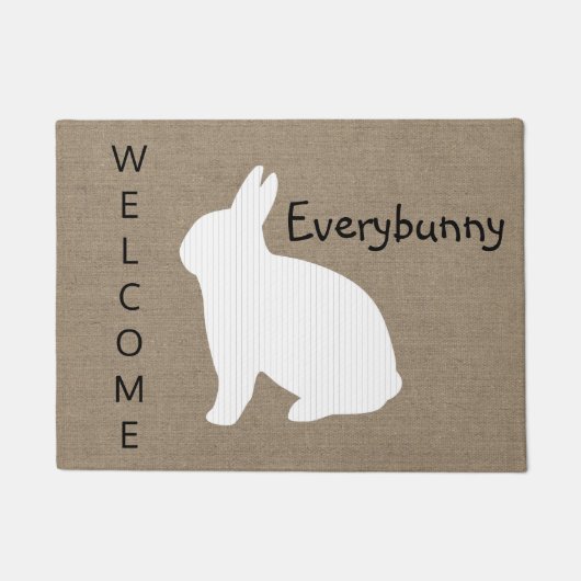 Burlap Bunny Doormat Deurmat (Voorkant)