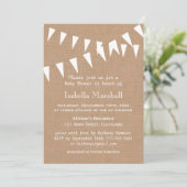 Burlap Bunting Baby shower Invitation Kaart (Staand voorkant)