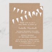 Burlap Bunting Baby shower Invitation Kaart (Voorkant / Achterkant)