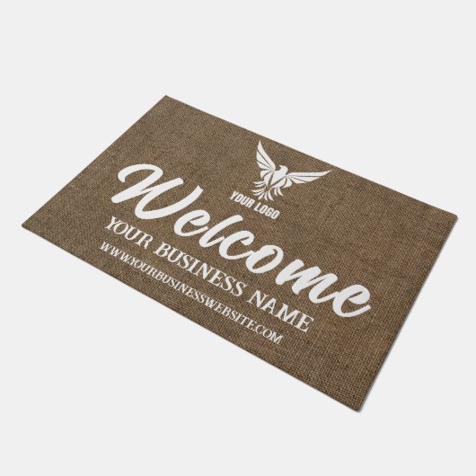 Burlap Business Company Corporate Custom Logo Deurmat (Schuin)