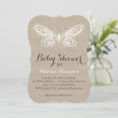 Burlap Butterfly Baby shower Invitation Kaart (Staand voorkant)