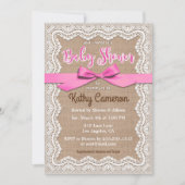 Burlap Canvas en Kant Baby shower Uitnodiging (Voorkant)