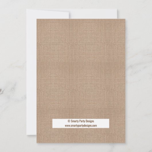 Burlap Canvas en Kant Baby shower Uitnodiging (Achterkant)