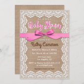 Burlap Canvas en Kant Baby shower Uitnodiging (Voorkant / Achterkant)