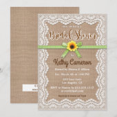 Burlap Canvas en kant bruids douche uitnodiging (Voorkant / Achterkant)