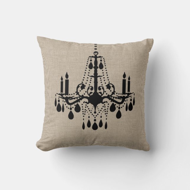 Burlap Chandelier Pillow Kussen (Voorkant)