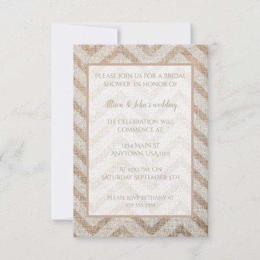 Burlap Chevron Bridal Shower Kaart (Voorkant)