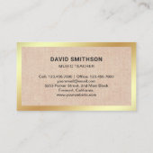 Burlap Classy Vioolmuziekleraar Violist Visitekaartje (Achterkant)