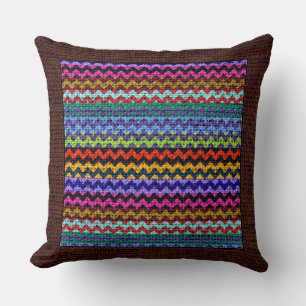 Burlap Colored Chevron Modern Brown Border #21 Kussen