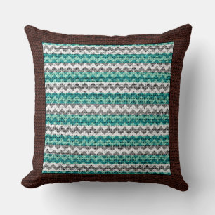 Burlap Colored Chevron Modern Brown Border #22 Kussen