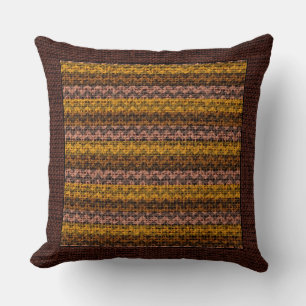 Burlap Colored Chevron Modern Brown Border #30 Kussen