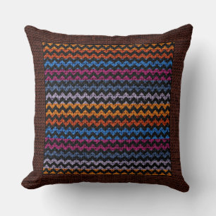 Burlap Colored Chevron Modern Brown Border Kussen