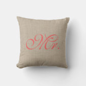 Burlap & Coral de heer Pillow Kussen (Voorkant)